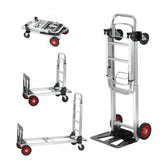 Aluminum folding hand truck with 400 lbs capacity, 2-in-1 design, and durable rubber wheels.