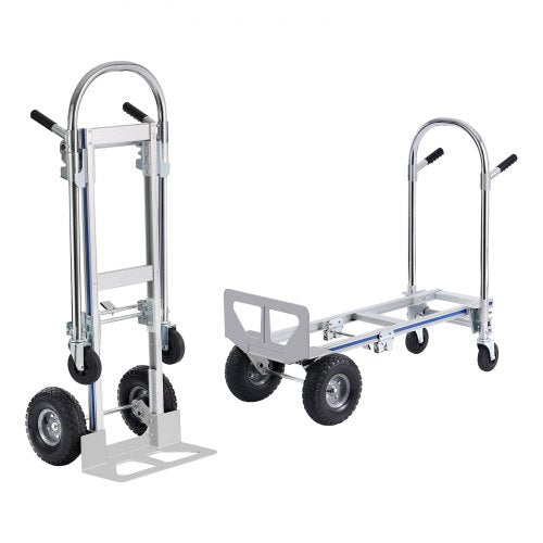 Bostome 2-in-1 aluminum hand truck with rubber wheels and convertible design for heavy loads.