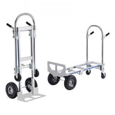Bostome 2-in-1 aluminum hand truck with rubber wheels and convertible design for heavy loads.