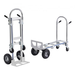 Bostome 2-in-1 aluminum hand truck with rubber wheels and convertible design for heavy loads.