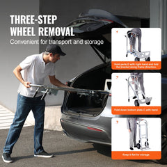 Bostome 2-in-1 aluminum hand truck with rubber wheels, convertible design, and heavy-duty frame.