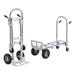 Bostome 2-in-1 aluminum hand truck with rubber wheels, converts between vertical and flat modes.
