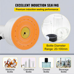 Portable Bostome induction bottle sealing machine for 20-100mm non-metallic bottles.