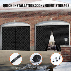 Bostome garage door insulation kit with a 10x8 ft thermal magnetic screen and durable fabric.