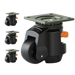 Set of 4 heavy duty 2.5in Bostome leveling casters with adjustable height and swivel wheels