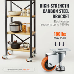 Bostome 3" leveling casters with heavy-duty swivel wheels and adjustable feet for stability.