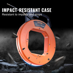 Bostome Fiberglass Fish Tape, 100 ft long, with a 3/16-inch wire puller tool and durable casing.