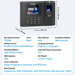 Bostome Fingerprint Time Clock with RFID and PIN for employee attendance tracking.