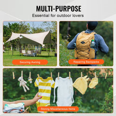 A black 120 ft spool of 1/4-inch heavy-duty bungee cord for versatile securing tasks.