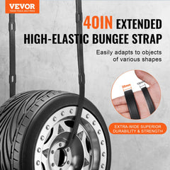 Bostome 40-inch heavy duty flat bungee cord set with four S-hooks for secure load handling.
