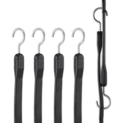 Bostome 40" heavy duty flat bungee cord set with four S-hooks in various colors.