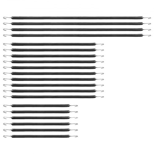 Bostome 20-piece flat bungee cord set with heavy-duty straps and steel S-hooks for secure holding.