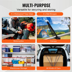 Bostome 32-piece bungee cords set with 8mm steel hooks in various sizes for secure load handling.