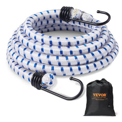 6-pack of 72-inch heavy-duty blue bungee cords with A3 steel hooks and storage bag.