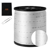 White Bostome polyester pull tape, 3/4" wide, 528' long, with strength markings for easy use.