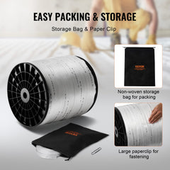 Spool of 1-inch white polyester pull tape with storage bag and clip.