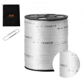 Bostome 5/8" white polyester pull tape on a reel, 318 ft long with 2200 lbf strength.