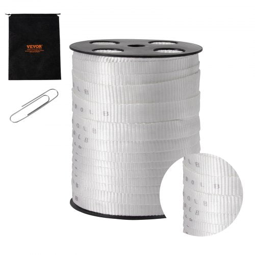 Bostome Polyester Pull Tape in white, 3/4" x 265', with strength markings and a 2500 lbf capacity.