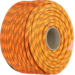 Bostome 7/16" double braid polyester rope in blue, 200ft long with a textured surface.