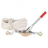 Bostome 3/4 ton rope puller with 100 ft polyester rope and hooks.