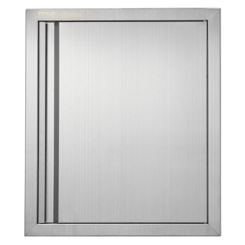A rectangular, brushed stainless steel BBQ access door with a flush mount design.