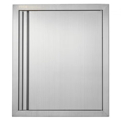 A rectangular, brushed stainless steel BBQ access door with a flush mount design.