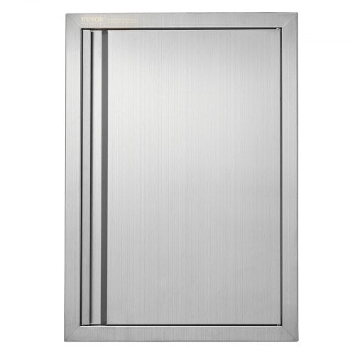 Stainless steel BBQ island access door, 17x24 inches, flush mount with hidden handle.