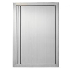 Stainless steel BBQ island access door, 17x24 inches, flush mount with hidden handle.