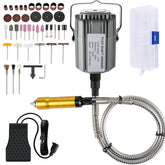 Bostome 780W Flex Shaft Grinder with three-jaw chuck and foot pedal for precise crafting.