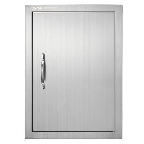 Stainless steel BBQ access door measuring 16x22 inches with ergonomic handles and magnetic closure.