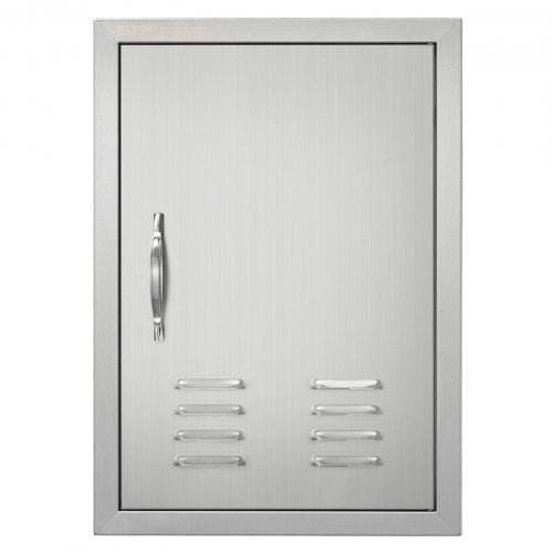 Stainless steel BBQ access door measuring 17"x24" with reversible design and zinc alloy handles.