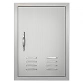 Stainless steel BBQ access door measuring 17"x24" with reversible design and zinc alloy handles.