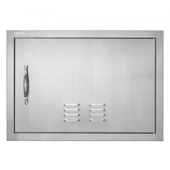 Stainless steel BBQ access door 24x17 inches with vents and a side handle for outdoor use