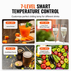 Glass door beverage refrigerator with 6.8 cu.ft capacity and adjustable shelves.