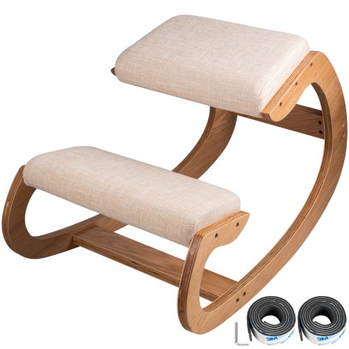 Bostome ergonomic kneeling chair made of birch wood with cushioned seat and knee support.