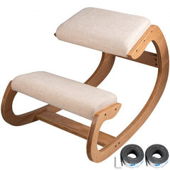 Bostome ergonomic kneeling chair made of birch wood with cushioned seat and knee support.