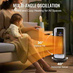 Bostome 1500W ceramic space heater with remote control and overheat protection features.