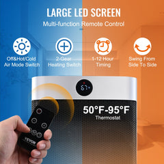 Bostome 1500W ceramic space heater with remote control and safety features for efficient heating.