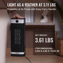 Bostome 1500W ceramic space heater with remote control and safety features for efficient heating.