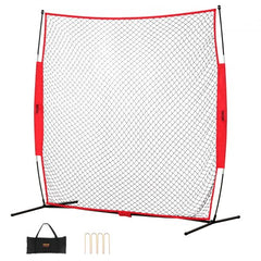 Portable 7x7 ft backstop net with durable mesh for multiple sports and easy setup.