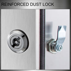 Stainless steel electrical enclosure box with IP66 rating, 12x12x8 inches, and reinforced lock.