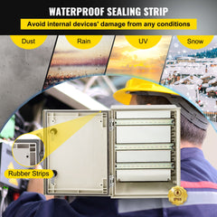 Bostome NEMA 4X fiberglass electrical enclosure box, 16x12x8 inches, with reinforced lock and hinges.