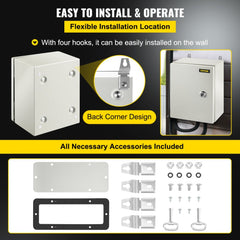 Bostome NEMA 4X steel electrical box, 10x8x6 inches, with waterproof IP66 rating and secure lock.