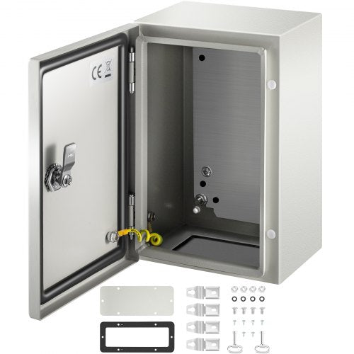 Bostome NEMA 4X steel electrical box, 12x8x6 inches, with waterproof IP66 rating and reinforced lock.