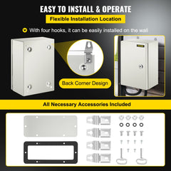 Bostome NEMA 4X steel electrical box, 12x8x6 inches, with waterproof IP66 rating and secure lock.