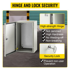 Bostome NEMA 4X steel electrical box in gray, measuring 20x12x10 inches, with a waterproof design.