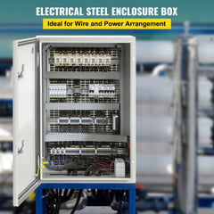 Bostome NEMA 4X steel electrical enclosure box, 24x16x10 inches, with secure lock and hinges.