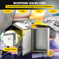 Bostome NEMA 4X steel electrical enclosure box, 24x16x10 inches, with a waterproof design.