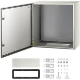 Bostome NEMA 4X steel electrical enclosure box, 24x24x12 inches, with lockable design and backplate.