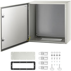 Bostome NEMA 4X steel electrical enclosure box, 24x24x12 inches, with lockable design and backplate.